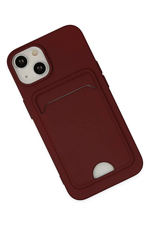 İphone 14 Plus Kılıf Kelvi̇n Kartvi̇zi̇tli̇ Si̇li̇kon - Bordo - Dropx3166-6226