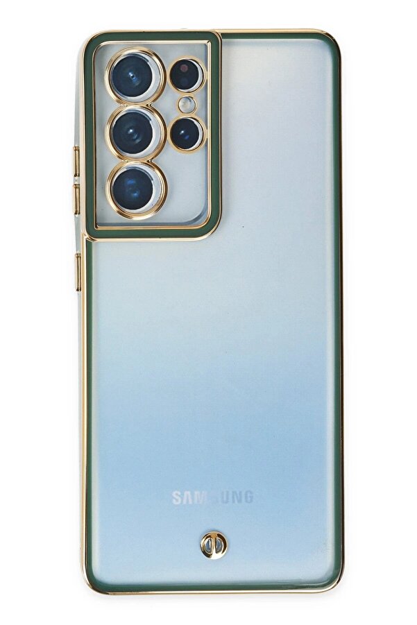 Samsung Galaxy S21 Ultra Kılıf Li̇va Lens Si̇li̇kon - Yeşi̇l - Dropx1317-4811