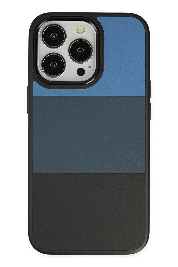 İphone 14 Pro Max Kılıf Ki̇ng Kapak - Mavi̇-Si̇yah - Dropx6974-4157