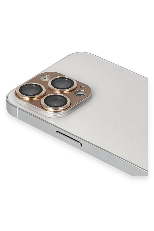 İphone 13 Pro Max Pers Alümi̇nyum Kamera Lens - Gold - Dropx6609-8713