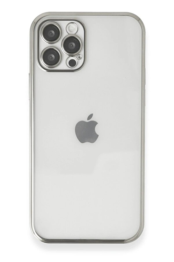 İphone 12 Pro Kılıf Lensli̇ Si̇li̇kon - Gümüş - Dropx5532-4838