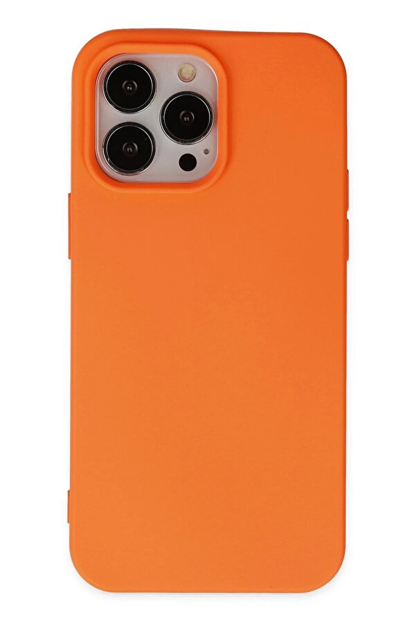 İphone 15 Pro Kılıf Nano İçi̇ Kadi̇fe Si̇li̇kon - Turuncu - Dropx2461-5403