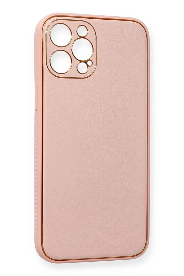 İphone 12 Pro Max Kılıf Coco Deri̇ Si̇li̇kon Kapak - Pembe - Dropx5824-2358