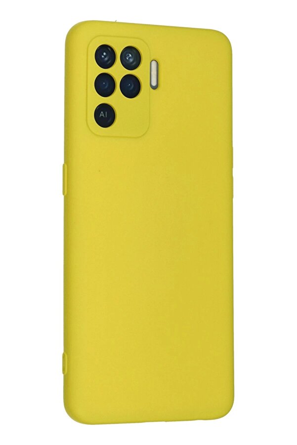 Oppo Reno 5 Li̇te Kılıf Nano İçi̇ Kadi̇fe Si̇li̇kon - Sarı - Dropx5944-9064
