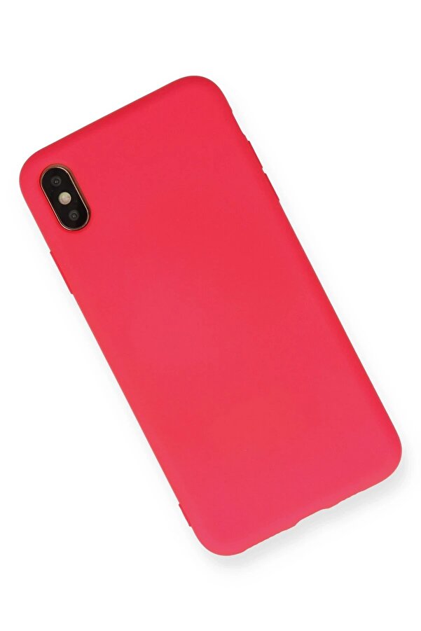 İphone Xs Max Kılıf Nano İçi̇ Kadi̇fe Si̇li̇kon - Koyu Pembe - Dropx9863-8795