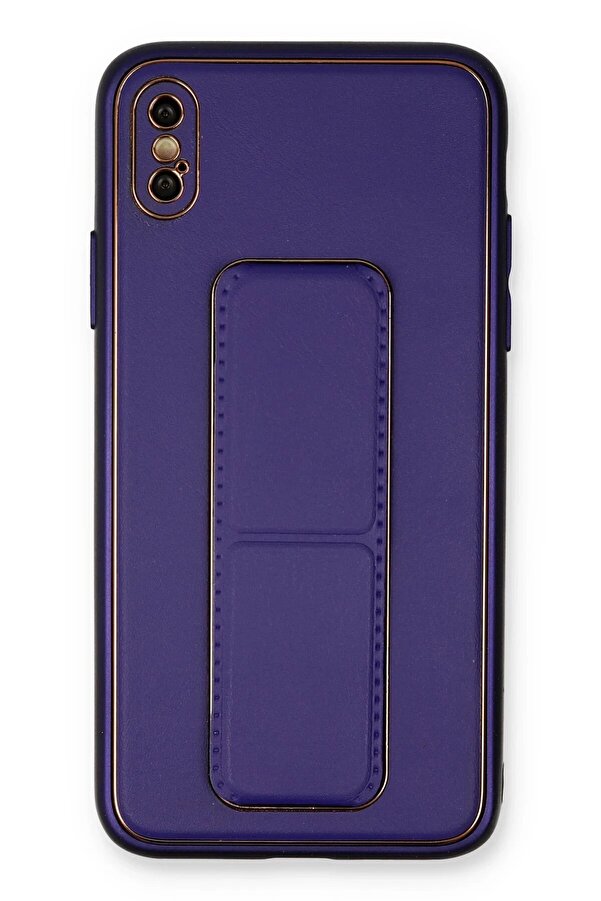 İphone X Kılıf Coco Deri̇ Standlı Kapak - Mor - Dropx3133-6124