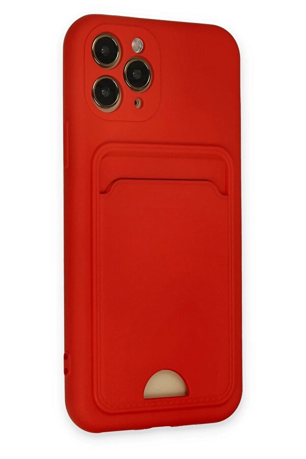 İphone 11 Pro Kılıf Kelvi̇n Kartvi̇zi̇tli̇ Si̇li̇kon - Kırmızı - Dropx7624-9658