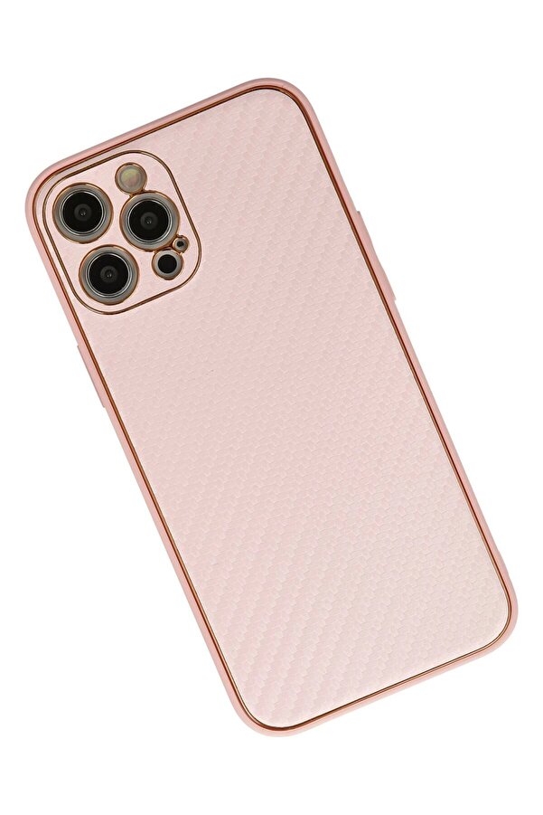 İphone 12 Pro Max Kılıf Coco Karbon Si̇li̇kon - Pembe - Dropx1570-2178