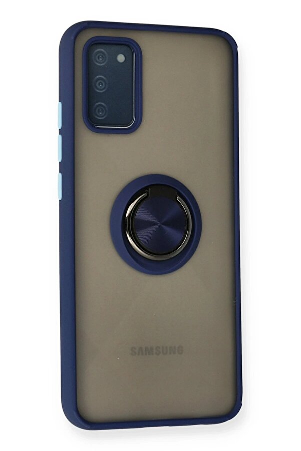 Samsung Galaxy A02S Kılıf Montreal Yüzüklü Si̇li̇kon Kapak - Laci̇vert - Dropx5307-9193