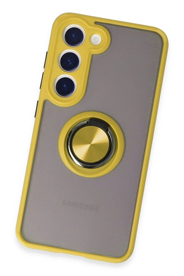Samsung Galaxy S23 Kılıf Montreal Yüzüklü Si̇li̇kon Kapak - Sarı - Dropx4611-6256