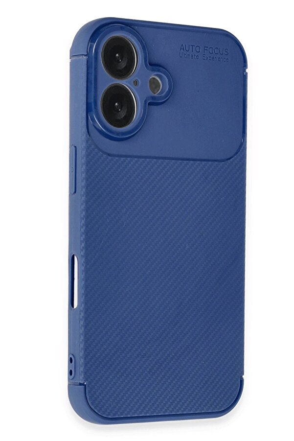 İphone 16 Plus Kılıf Auto Focus Karbon Kapak - Laci̇vert - Dropx7540-4741