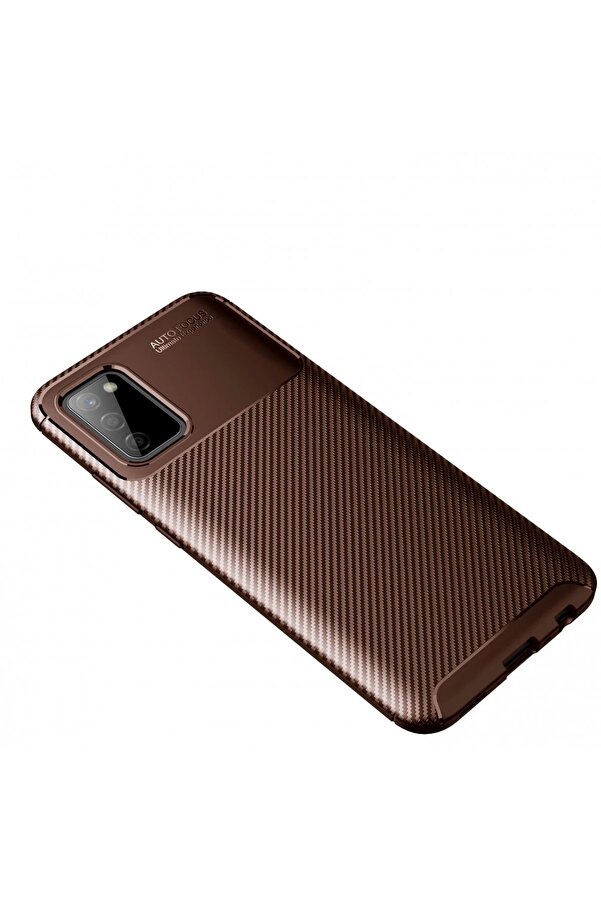 Samsung Galaxy A02S Kılıf Auto Focus Karbon Kapak - Kahverengi̇ - Dropx6610-5686