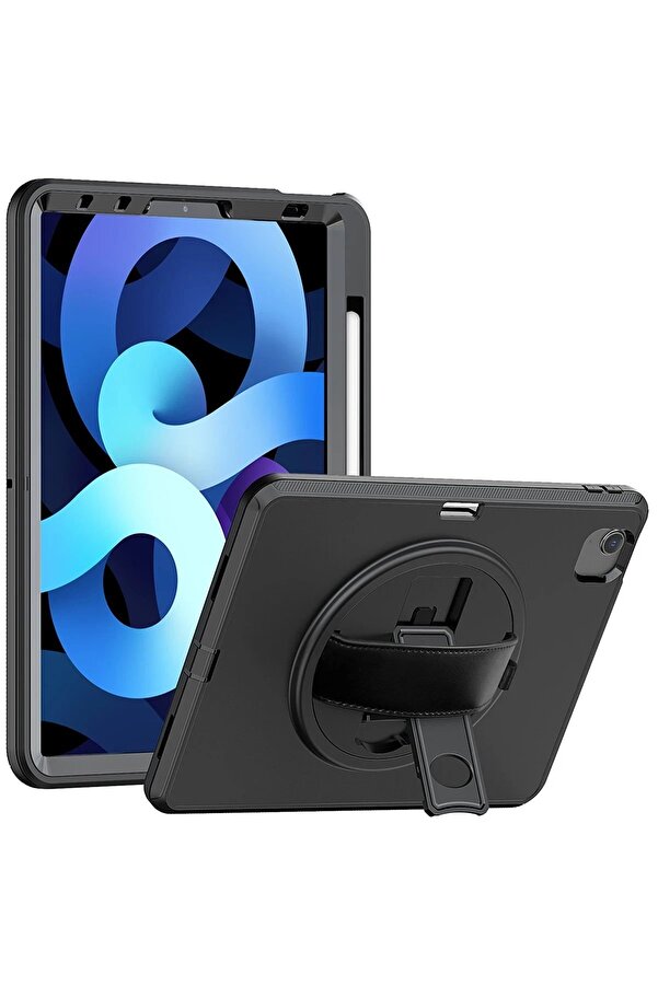 İpad 2022 10.9 (10.Nesi̇l) Kılıf Hand Strap Tablet Kılıfı - Si̇yah - Dropx4576-1693