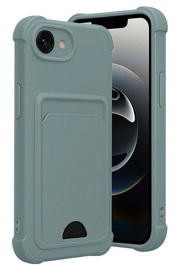 Apple İphone 16E Kelvi̇n Kartvi̇zi̇tli̇ Si̇li̇kon - Açık Yeşi̇l - Dropx7208-4933