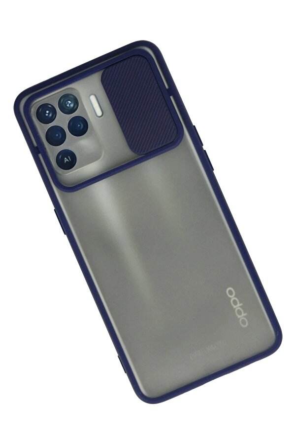 Oppo Reno 5 Li̇te Kılıf Palm Buzlu Kamera Sürgülü Si̇li̇kon - Laci̇vert - Dropx8247-9046