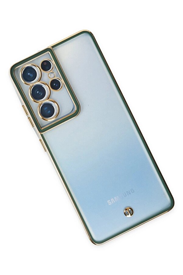Samsung Galaxy S21 Ultra Kılıf Li̇va Lens Si̇li̇kon - Yeşi̇l - Dropx1317-4811