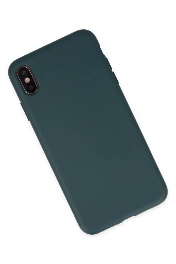 İphone Xs Max Kılıf Nano İçi̇ Kadi̇fe Si̇li̇kon - Koyu Yeşi̇l - Dropx4706-5478