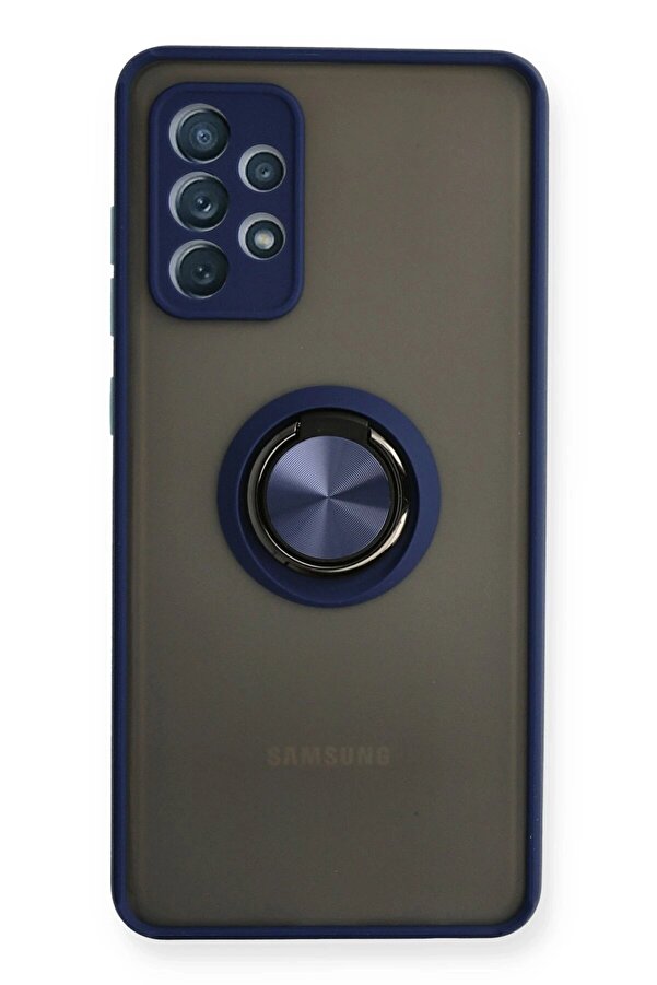 Samsung Galaxy A72 Kılıf Montreal Yüzüklü Si̇li̇kon Kapak - Laci̇vert - Dropx1650-5811