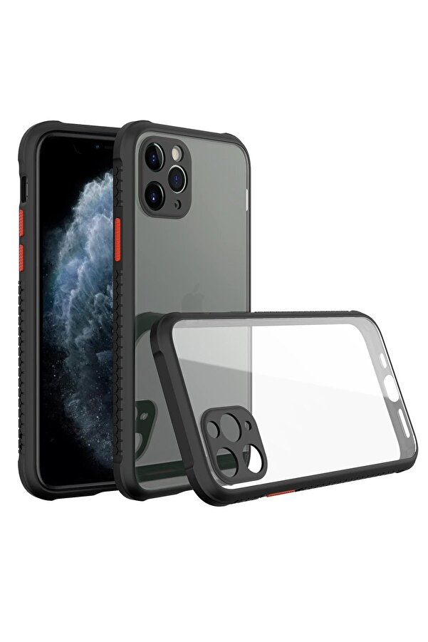 İphone 11 Pro Kılıf Mi̇ami̇ Şeffaf Si̇li̇kon - Si̇yah - Dropx9217-8815