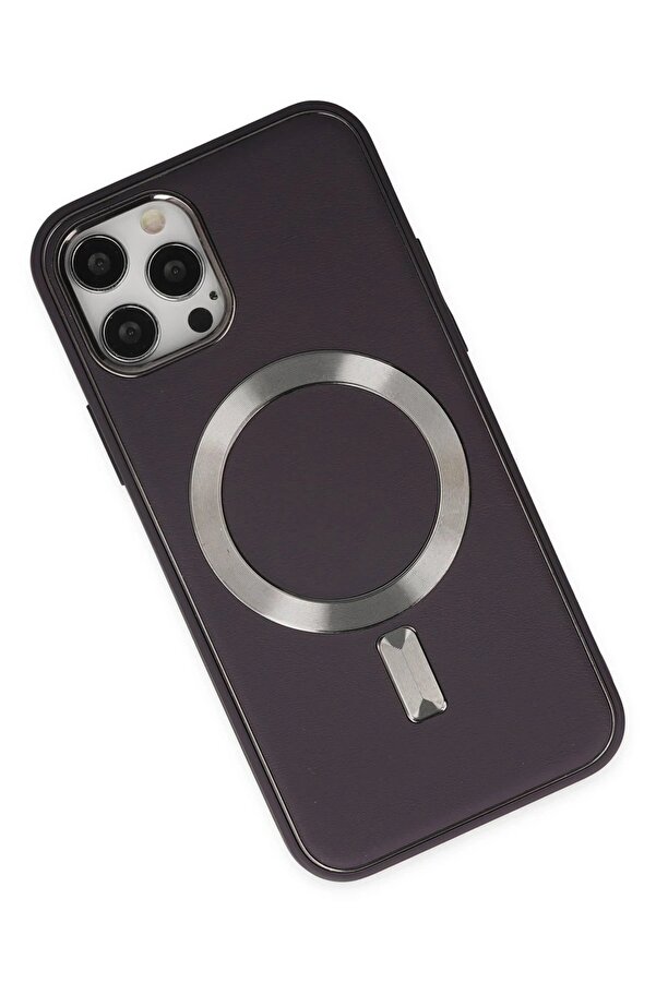 İphone 12 Pro Max Kılıf Coco Deri̇ Magneti̇csafe Si̇li̇kon - Deri̇n Mor - Dropx1525-7106