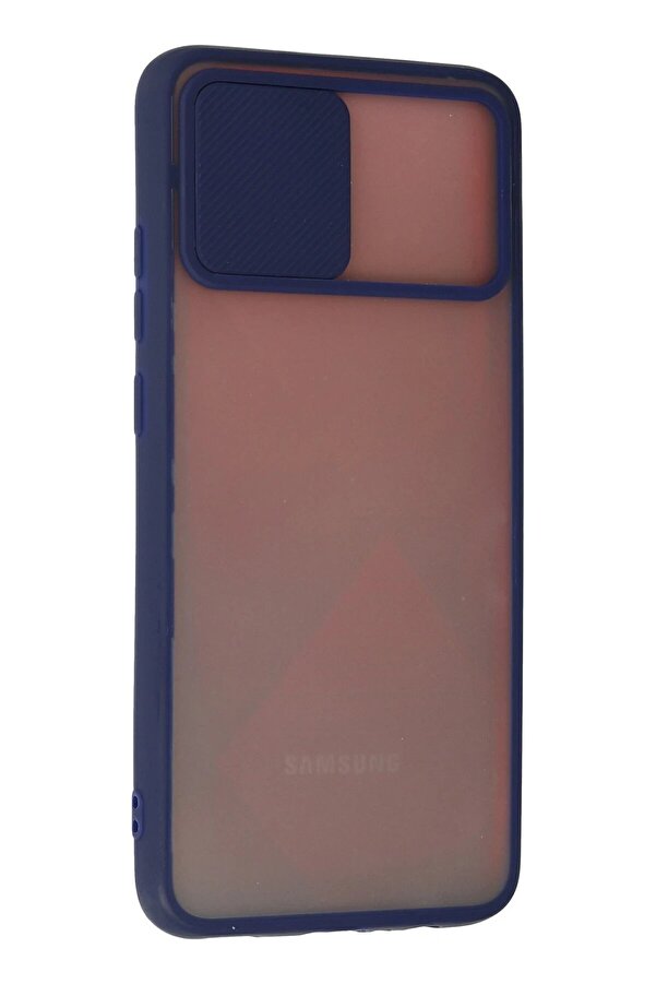 Samsung Galaxy A03S Kılıf Palm Buzlu Kamera Sürgülü Si̇li̇kon - Laci̇vert - Dropx2245-1475