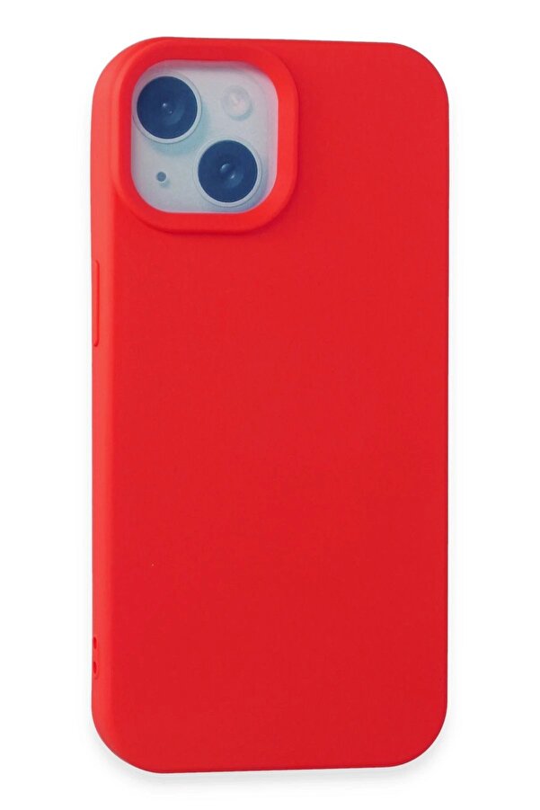 İphone 15 Kılıf Nano İçi̇ Kadi̇fe Si̇li̇kon - Kırmızı - Dropx3169-1736