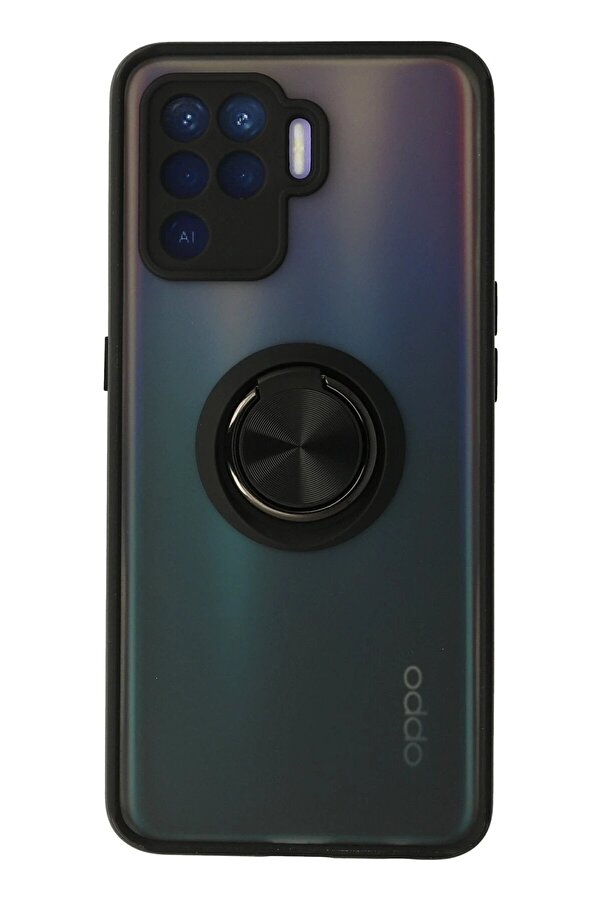 Oppo Reno 5 Li̇te Kılıf Montreal Yüzüklü Si̇li̇kon Kapak - Si̇yah - Dropx1037-2430