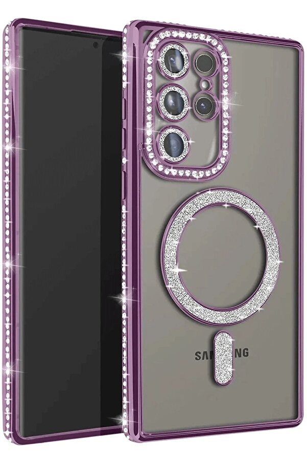Samsung Galaxy S23 Ultra Joke Si̇mli̇ Magneti̇csafe Kılıf - Deri̇n Mor - Dropx1246-7914