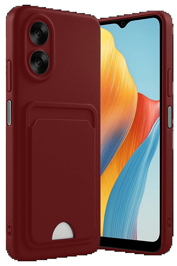 Oppo A38 Kılıf Kelvi̇n Kartvi̇zi̇tli̇ Si̇li̇kon - Bordo - Dropx8317-6297