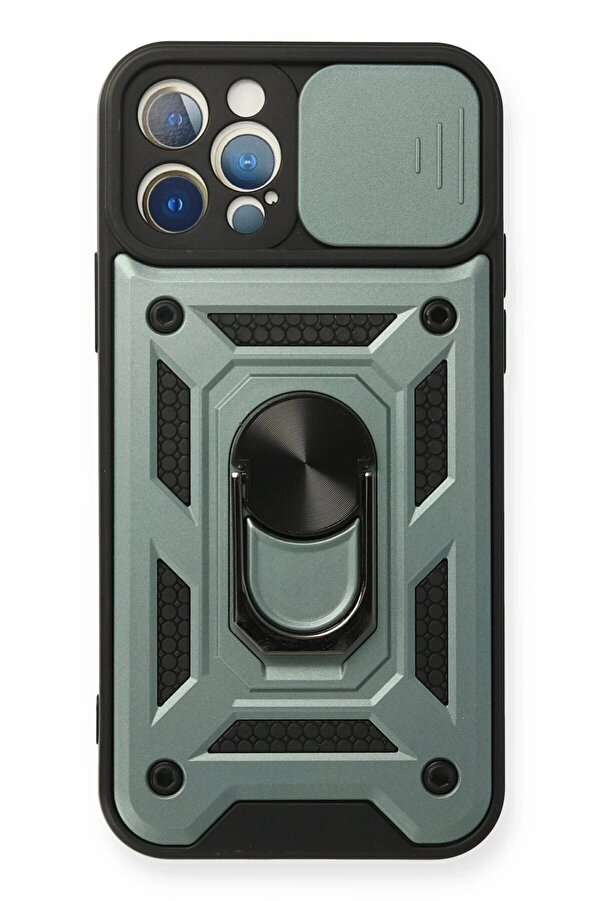İphone 12 Pro Kılıf Pars Lens Yüzüklü Si̇li̇kon - Yeşi̇l - Dropx6107-3343