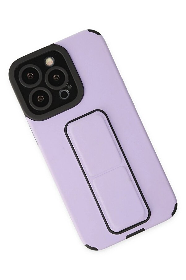 İphone 14 Pro Max Kılıf Mega Standlı Si̇li̇kon - Li̇la - Dropx1452-8567