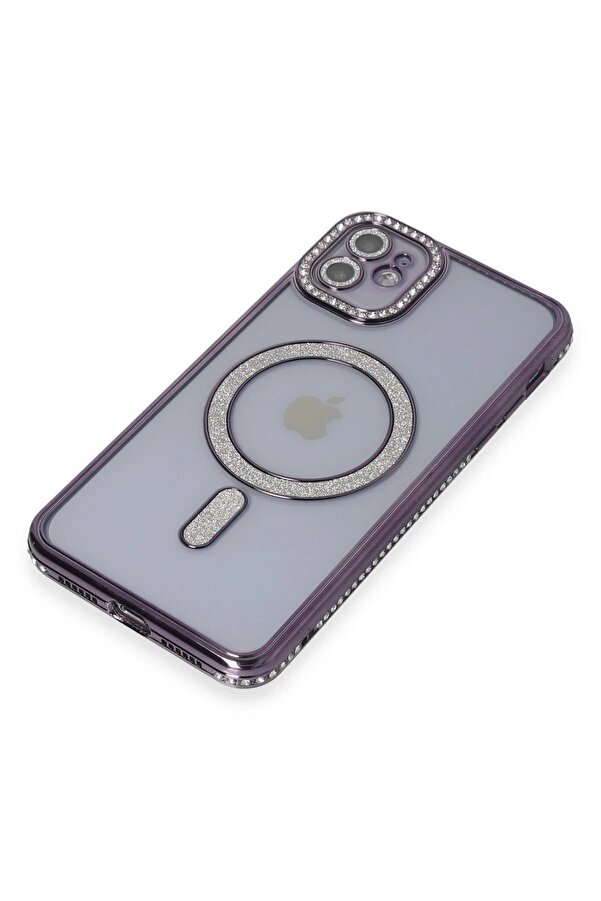 İphone 11 Kılıf Joke Si̇mli̇ Magneti̇csafe Kılıf - Deri̇n Mor - Dropx1712-3273