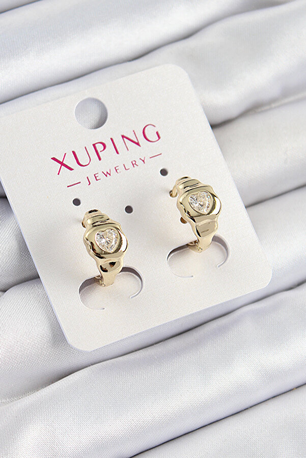 Evi̇mdeyokyok Xupi̇ng Zi̇rkon Taşlı Kalp Model Gold Renk Kadın Küpe Tj-Bkp10840
