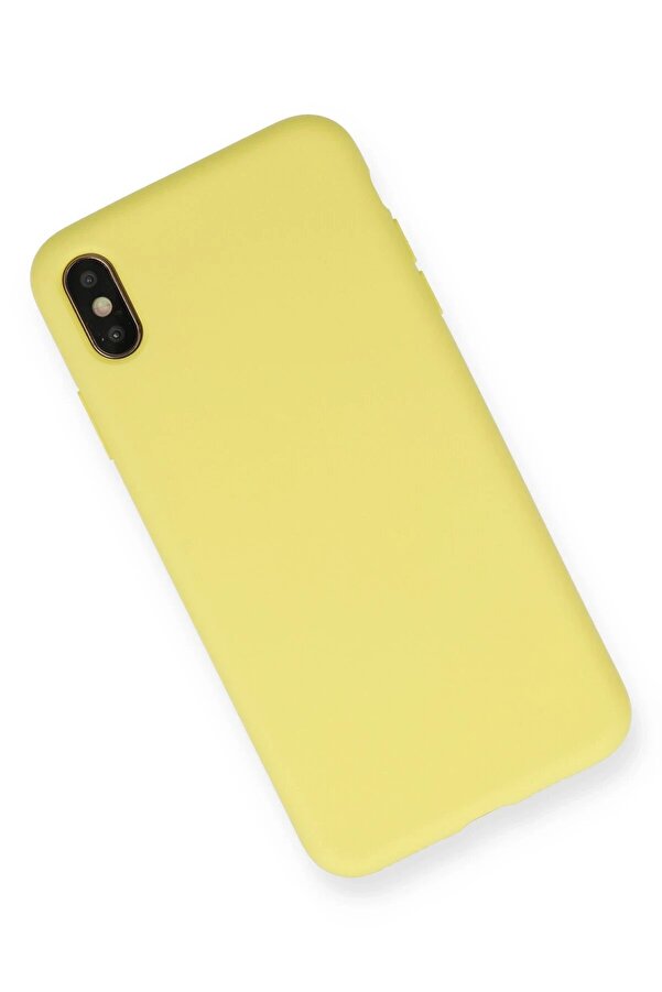 İphone Xs Max Kılıf Nano İçi̇ Kadi̇fe Si̇li̇kon - Mat Sarı - Dropx8330-4974