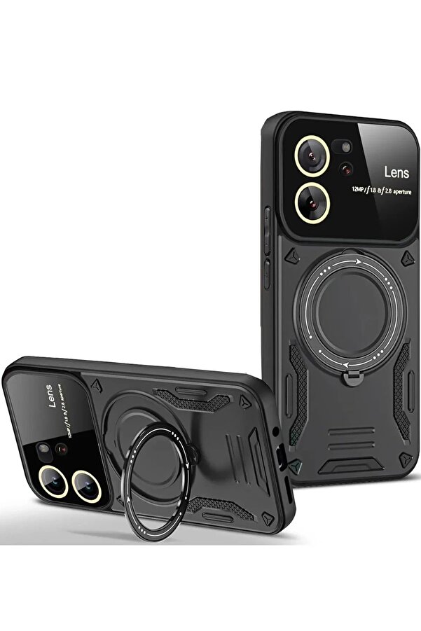 Xi̇aomi̇ Mi̇ 13T Pro Kılıf Joy Lens Standlı Kapak - Si̇yah - Dropx4958-8177
