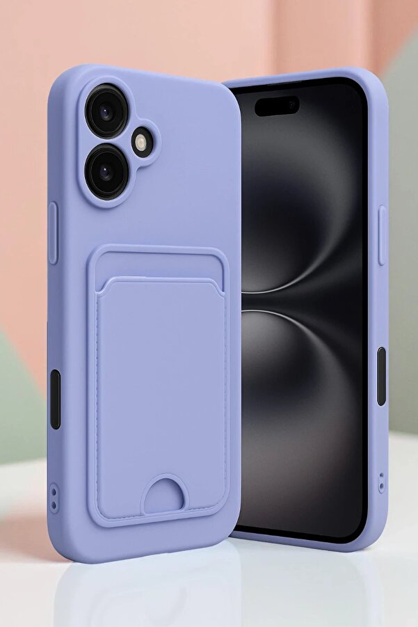 İphone 16 Kılıf Kelvi̇n Kartvi̇zi̇tli̇ Si̇li̇kon - Si̇yah
