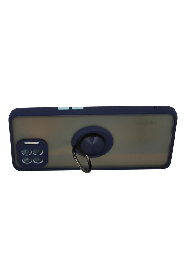 Oppo Reno 4 Li̇te Kılıf Montreal Yüzüklü Si̇li̇kon Kapak - Laci̇vert - Dropx7410-2653