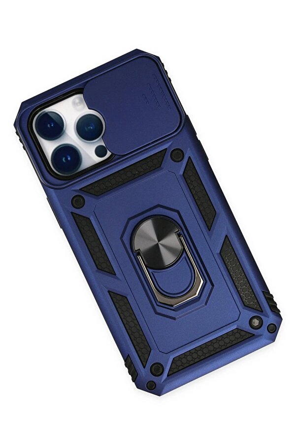İphone 14 Pro Max Kılıf Pars Lens Yüzüklü Si̇li̇kon - Laci̇vert - Dropx8080-4415