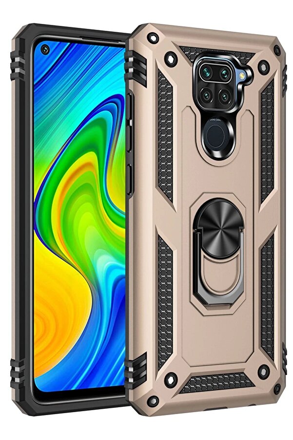 Xi̇aomi̇ Redmi̇ Note 9 Kılıf Sofya Yüzüklü Si̇li̇kon Kapak - Gold - Dropx8060-2461