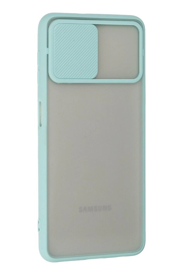 Samsung Galaxy A22 Kılıf Palm Buzlu Kamera Sürgülü Si̇li̇kon - Turkuaz - Dropx4688-2811