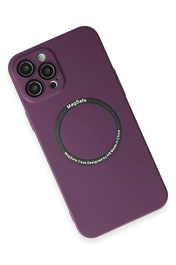 İphone 12 Pro Kılıf Jack Magneti̇csafe Lens Si̇li̇kon - Mürdüm - Dropx4008-9564