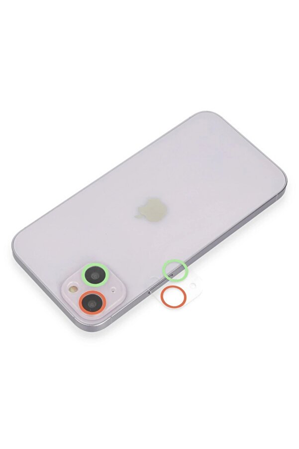 İphone 13 Renkli̇ Kamera Lens Koruma Cam - Yeşi̇l-Pembe - Dropx9746-8952
