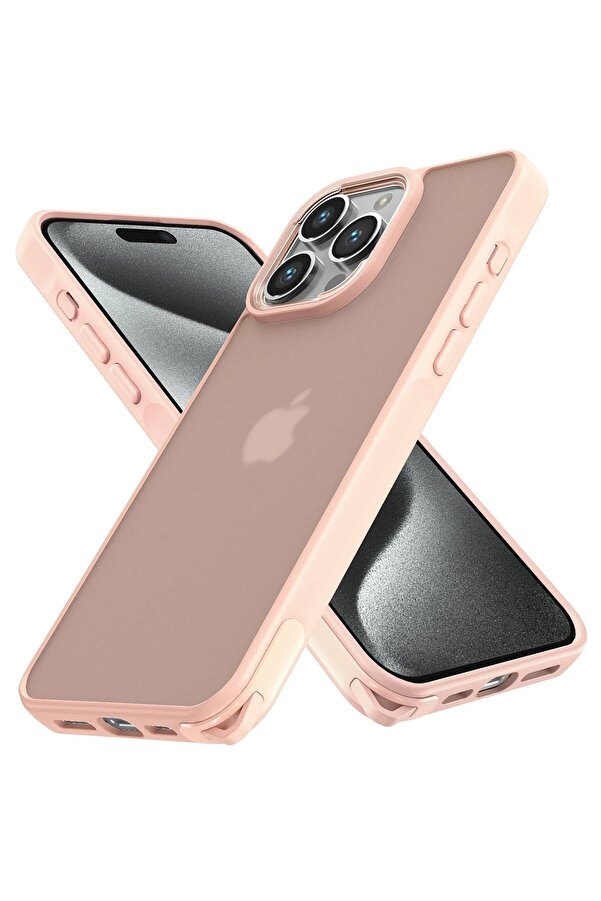 İphone 14 Pro Max Kılıf Elegant Kapak - Pudra - Dropx4052-4509