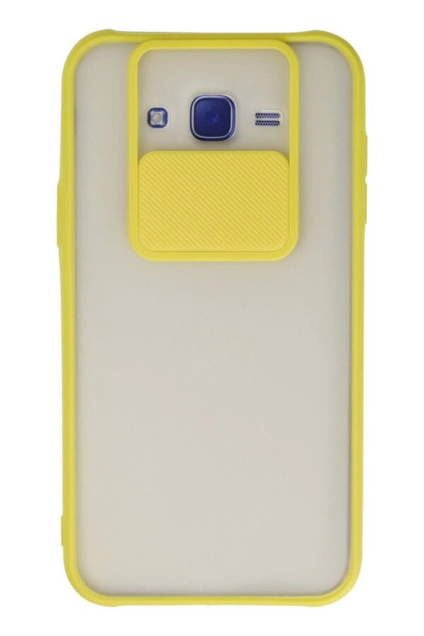 Samsung Galaxy J7 Kılıf Palm Buzlu Kamera Sürgülü Si̇li̇kon - Sarı - Dropx5986-1817