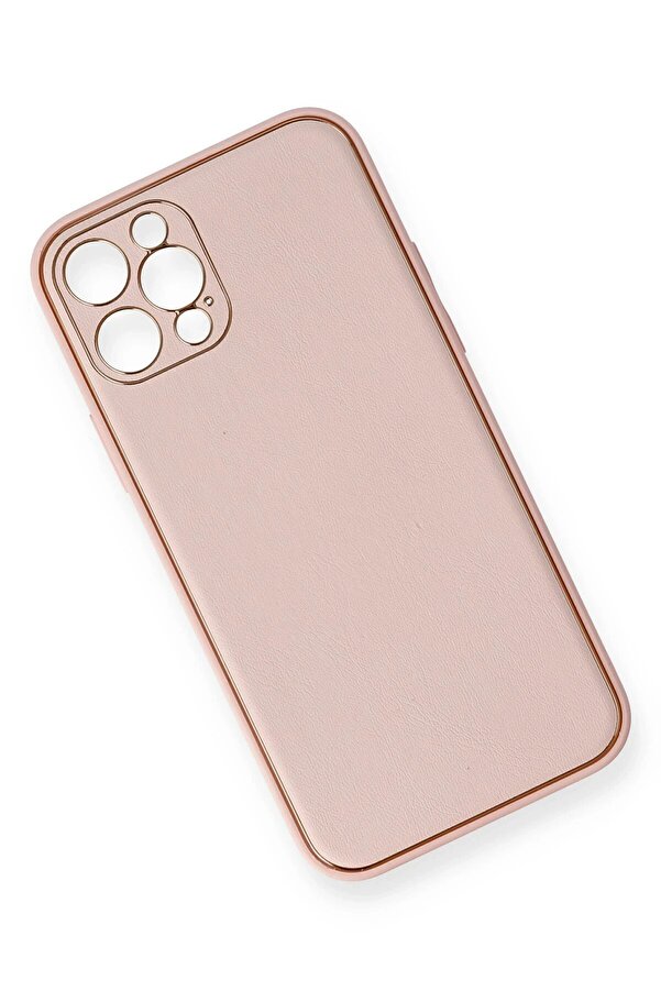 İphone 12 Pro Kılıf Coco Deri̇ Si̇li̇kon Kapak - Pembe - Dropx2632-9137