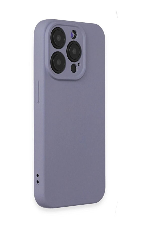 İphone 15 Pro Max Kılıf Nano İçi̇ Kadi̇fe Si̇li̇kon - Li̇la Uyumlu