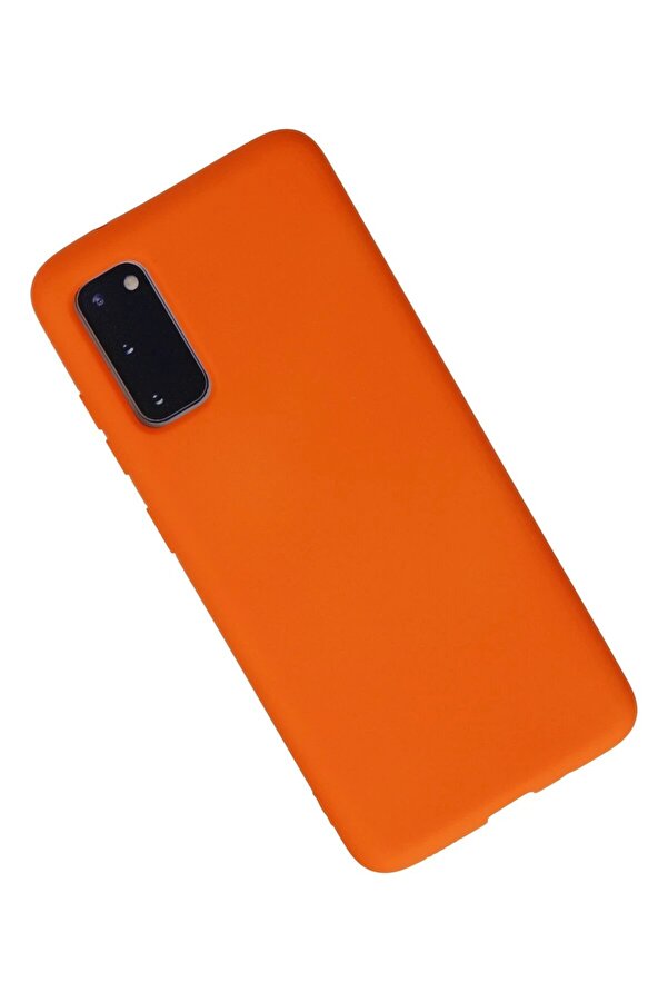 Samsung Galaxy S20 Kılıf Nano İçi̇ Kadi̇fe Si̇li̇kon - Turuncu - Dropx5889-5047