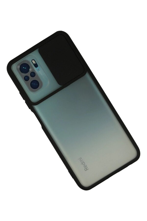 Xi̇aomi̇ Redmi̇ Note 10 Kılıf Palm Buzlu Kamera Sürgülü Si̇li̇kon - Si̇yah - Dropx3710-7171