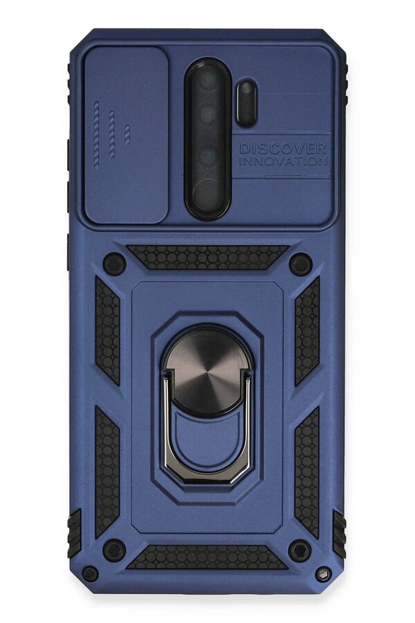 CepteToptan Xiaomi Redmi Note 8 Pro Kılıf Pars Lens Yüzüklü Silikon - Lacivert - DROPX5041-2801