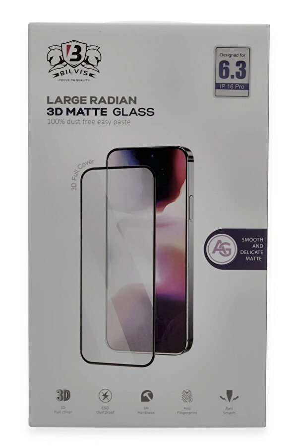 İphone 16 Pro Bi̇lvi̇s 3D Mat Cam Ekran Koruyucu - Dropx7924-5199